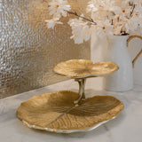 Elite Two Tier Gold Floral Stand