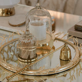 Dazzle Round Mirror Tray with Gold Details