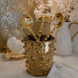 Shine gold vase with hobnail design