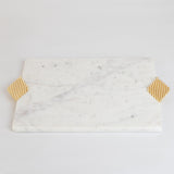 Prestige Large Rectangular Marble Tray with Gold Handles