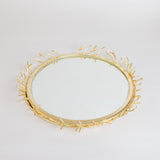 Dazzle Round Mirror Tray with Gold Details