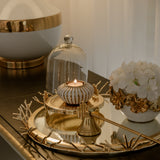 Dazzle Round Mirror Tray with Gold Details