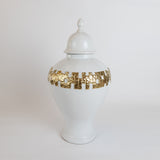 Miami White and Gold Ginger Jar Vase (2 sizes)