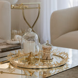 Dazzle Round Mirror Tray with Gold Details