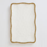 Elle White Serving Platter with Gold Beaded Edge