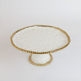 Grace White Cake stand with Gold Beaded Edge