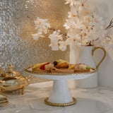 Grace White Cake stand with Gold Beaded Edge