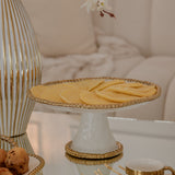 Grace White Cake stand with Gold Beaded Edge