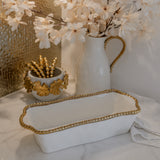 Bellissimo White and Gold Ceramic Rectangular Oven Dish