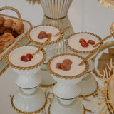 Grandeur Set of 4 White and Gold Snack Bowls with Gold spoons