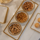 Ruba White and Gold Triple Bowl Snack Dish with Tray