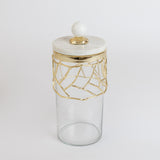 Ghazaal Canister Pot van Marmer en Glas met Gouden Details (3 maten)