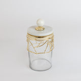 Ghazaal Canister Pot van Marmer en Glas met Gouden Details (3 maten)