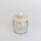 Ghazaal Canister Pot van Marmer en Glas met Gouden Details (3 maten)