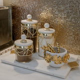 Ghazaal Marble and Glass Canister with Gold Details (3 sizes)