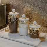 Ghazaal Marble and Glass Canister with Gold Details (3 sizes)