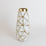 Glimmer Vase Blanc avec Motif Géométrique Doré