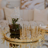 Dazzle Round Mirror Tray with Gold Details