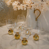 Soirée Set of 6 Glasses/Desert Cups on Gold Pedestal