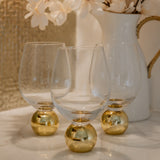 Majestic Set of 6 Large Glasses on Gold Pedestal