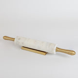 Sofisticada Marble Rolling Pin with Gold Metal Handles and Gold Base