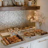 Elegancia White Ceramic Tray with Gold Beaded Handles