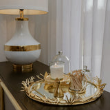 Dazzle Round Mirror Tray with Gold Details